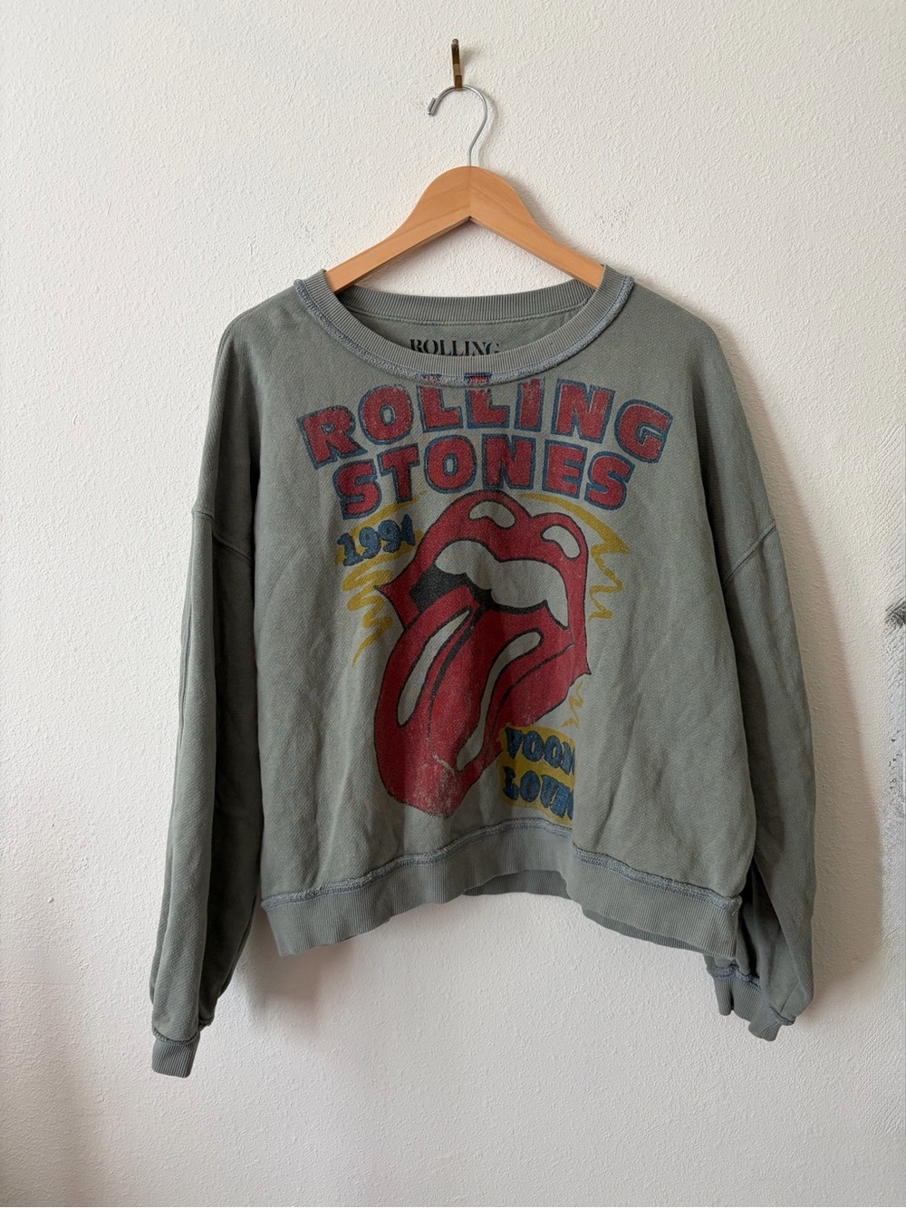 Rolling Stones Voodoo Lounge 1994 Cropped Graphic Sweatshirt Size S